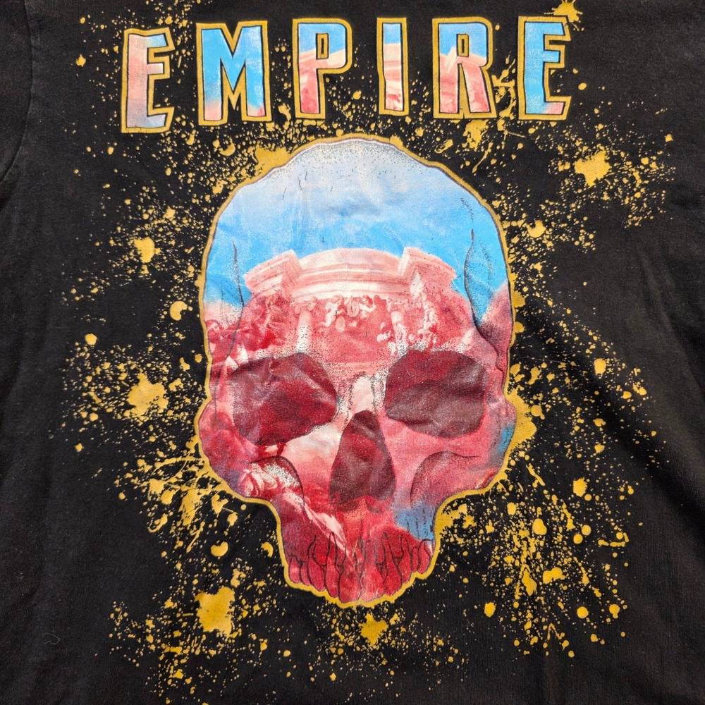 Academiks Graphic T-Shirt Mens L Black Skull Empire Streetwear Grunge Skater